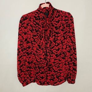 Red and black blouse from who what wear